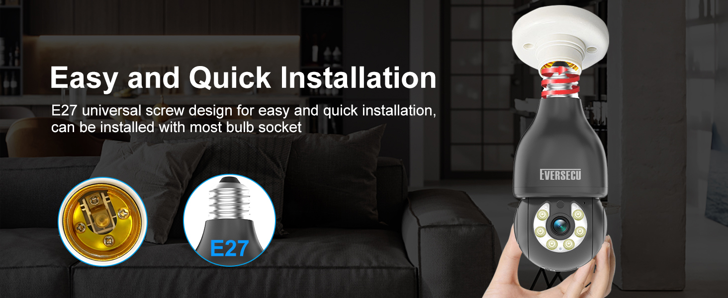 2K Light Bulb Wireless Security Camera 5Ghz WiFi  Outdoor Indoor RTSP Stream Work with Alexa Onvif