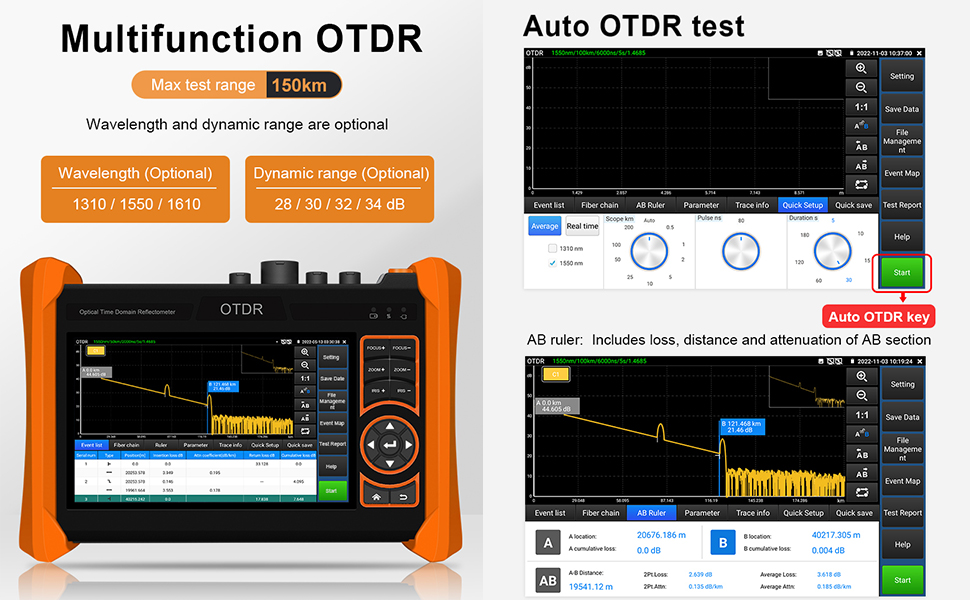 OTDR Fiber Optic Tester, 8K IP&Analog Camera Tester, Gigabit SFP, Cable Tracker, Eletroscope
