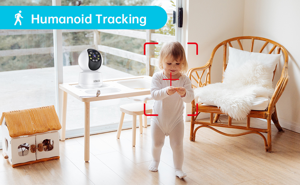 5G WiFi Dog Camera Humanoid Auto Tracking 2 Way Audio Night Vision Baby Monitor Elder Pet Camera