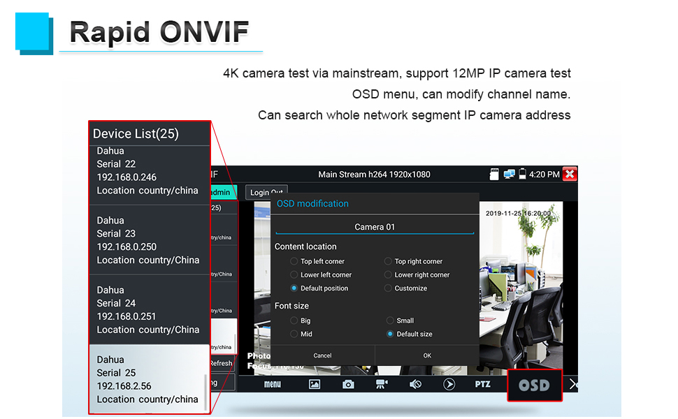 CCTV IP Camera Tester Monitor 8MP AHD CVI TVI CVBS IP Camera cable Test 4K HD Display Video Monitor