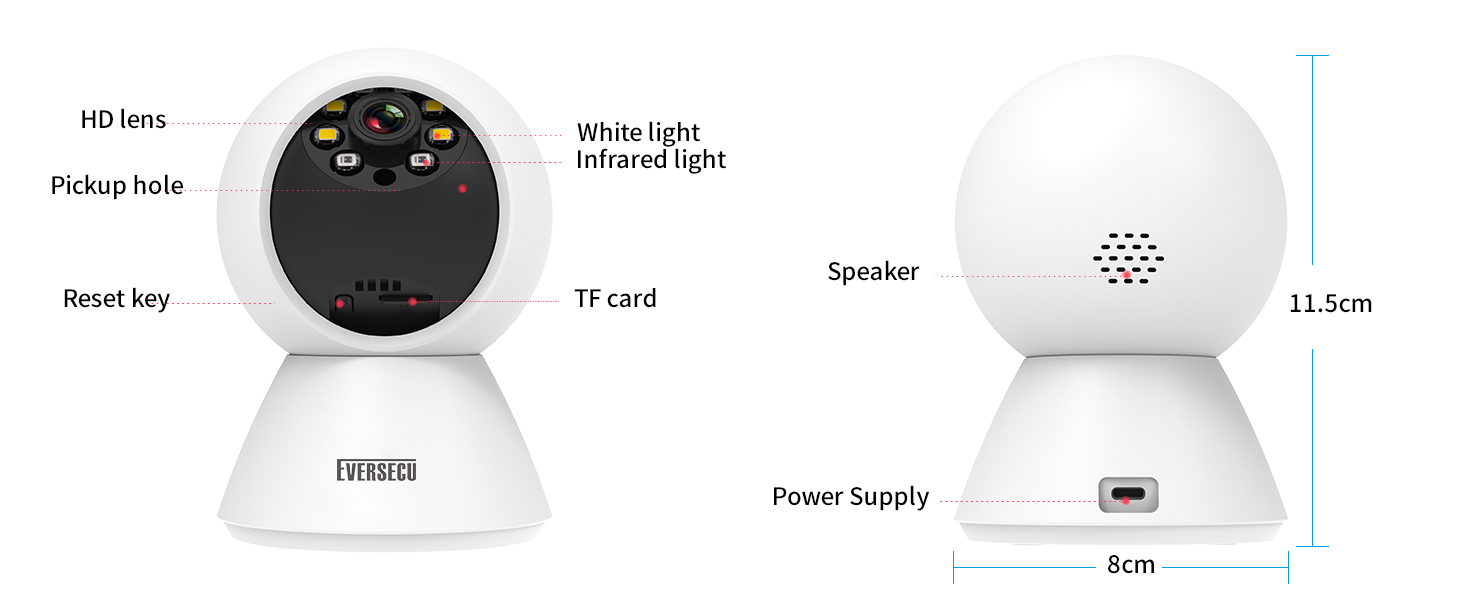 D 2K 3.0MP WiFi Home Security Camera, Pan/tilt, Humanoid Auto Tracking, 2 Way Audio, Night Vision